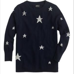 J.Crew Everyday Cashmere Crewneck Sweater Size M Stars Novelty Cozy 4th of July